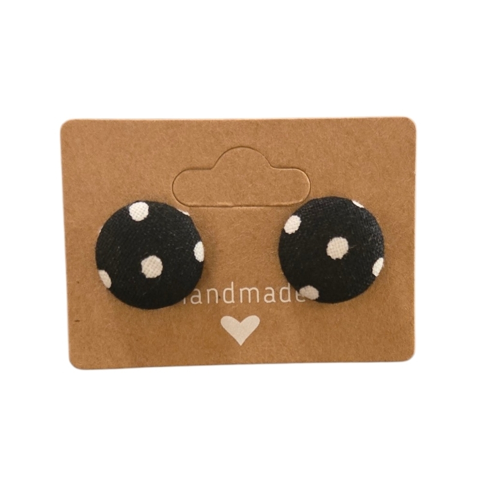 Black Polka Dot Button Earrings